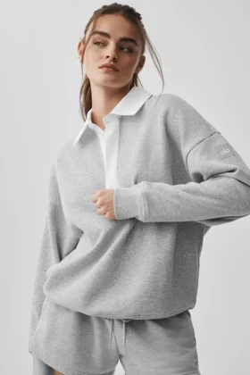 Take It Easy Henley-trui met lange mouwen - Athletic Heather Grey/White