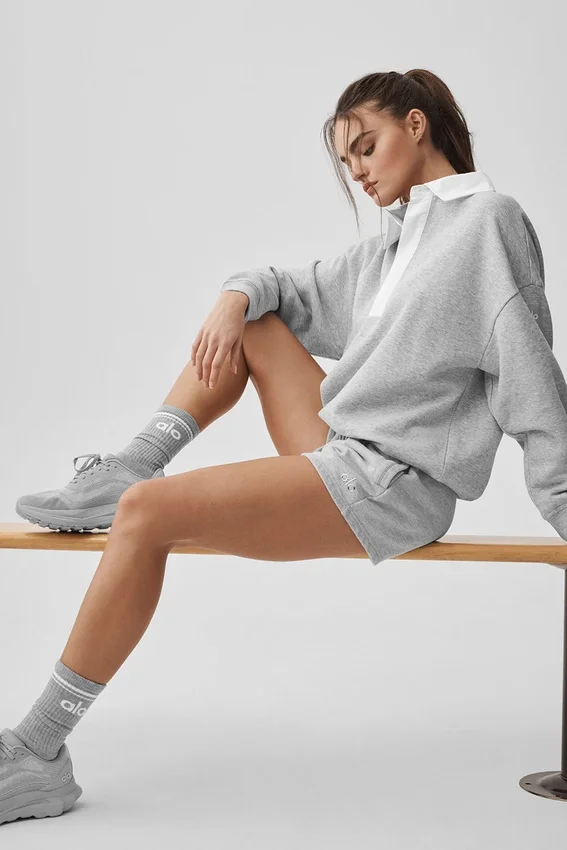Take It Easy Henley-trui met lange mouwen - Athletic Heather Grey/White