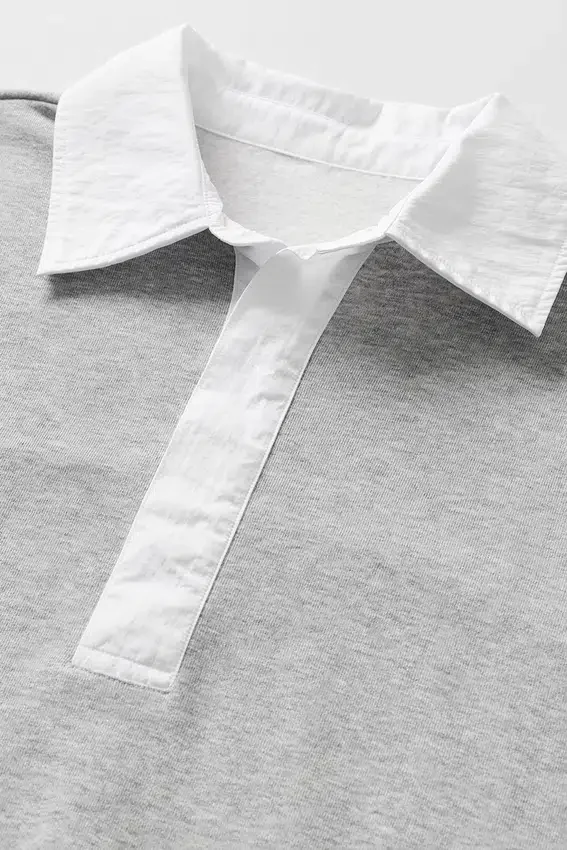 Take It Easy Henley-trui met lange mouwen - Athletic Heather Grey/White