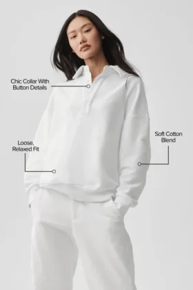 Take It Easy Henley-trui met lange mouwen – Wit