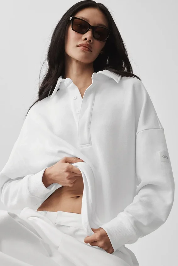 Take It Easy Henley-trui met lange mouwen - Wit