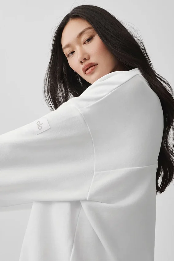 Take It Easy Henley-trui met lange mouwen - Wit