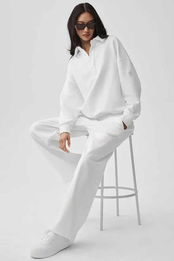 Take It Easy Henley-trui met lange mouwen - Wit
