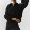 Take It Easy Henley-trui met lange mouwen - Zwart