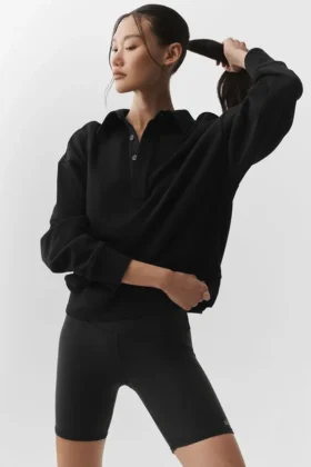 Take It Easy Henley-trui met lange mouwen - Zwart