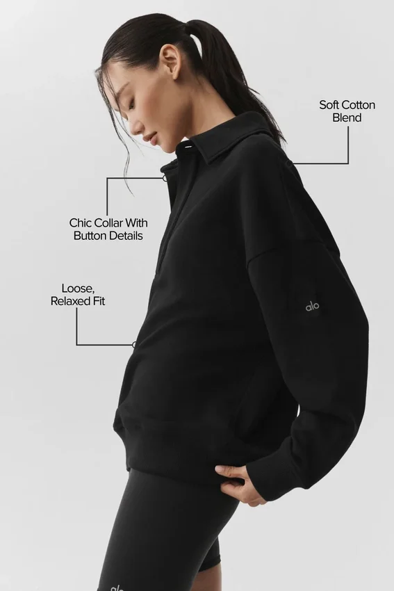Take It Easy Henley-trui met lange mouwen - Zwart