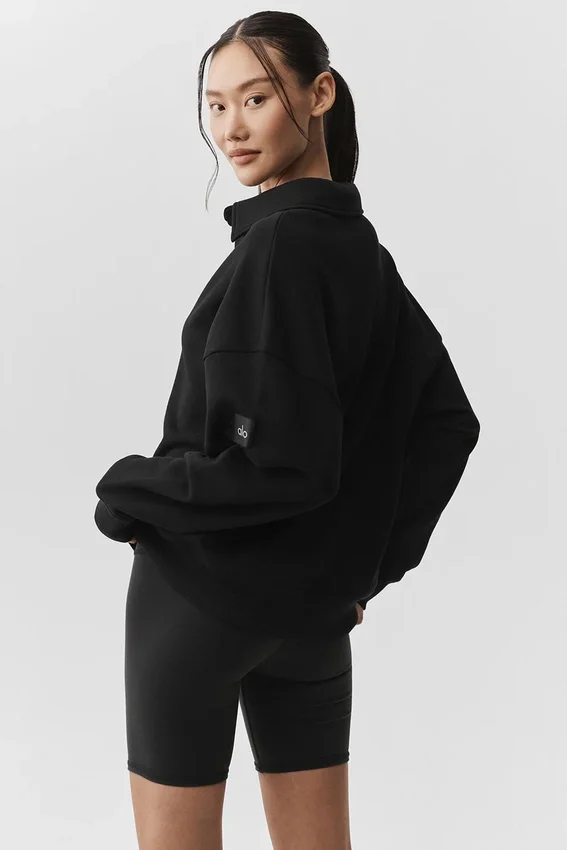 Take It Easy Henley-trui met lange mouwen - Zwart