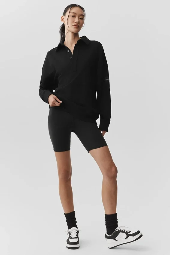 Take It Easy Henley-trui met lange mouwen - Zwart