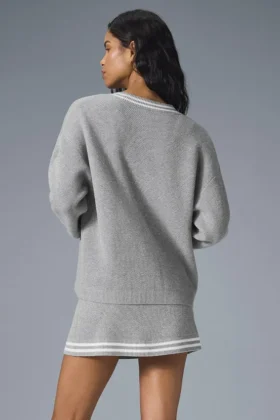 Tennis Club trui – Athletic Heather Grey/White