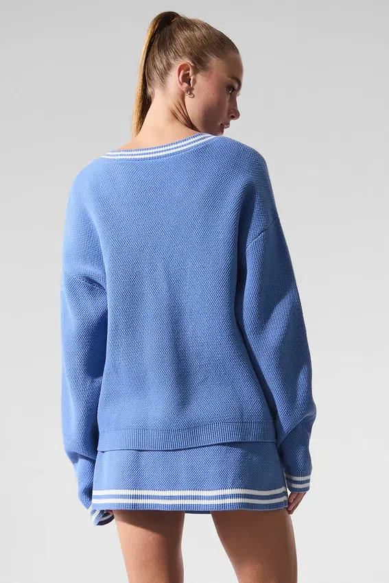 Tennis Club trui - Crystal Clear Blue/White