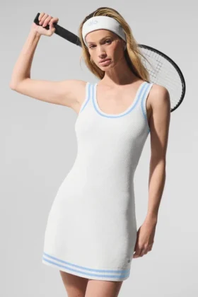 Tennis Club trui-jurk - Wit/Zeeschaalblauw