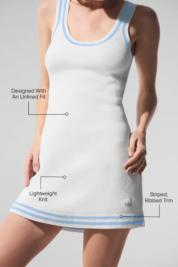 Tennis Club trui-jurk - Wit/Zeeschaalblauw