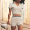 Tennis Club Trui Knit Korte broek - Ivoor/Marineblauw