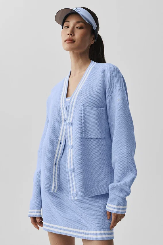 Tennis Club trui - Licht Provence-blauw/Wit