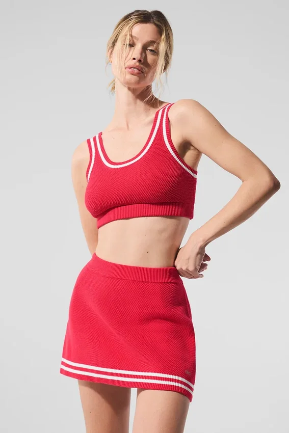 Tennis Club trui met beha – Candy Red/Wit