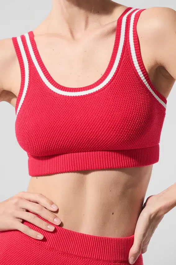 Tennis Club trui met beha – Candy Red/Wit