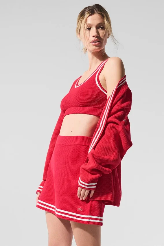 Tennis Club trui met beha – Candy Red/Wit