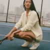 Tennis Club trui - Oatmeal/Wit