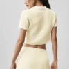 Tennis Club Truie Knit Cropped Polo - Oatmeal/White