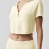 Tennis Club Truie Knit Cropped Polo - Oatmeal/White