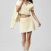 Tennis Club Truie Knit Cropped Polo - Oatmeal/White