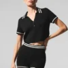 Tennis Club Truie Knit Cropped Polo - Zwart/Ivoor