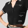 Tennis Club Truie Knit Cropped Polo - Zwart/Ivoor