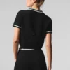 Tennis Club Truie Knit Cropped Polo - Zwart/Ivoor