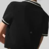 Tennis Club Truie Knit Cropped Polo - Zwart/Ivoor