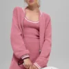 Tennis Club Truie Knit Full Zip Jass - Pink Wild Rose/White