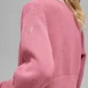 Tennis Club Truie Knit Full Zip Jass - Pink Wild Rose/White