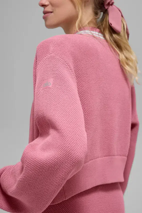 Tennis Club Truie Knit Full Zip Jass - Pink Wild Rose/White