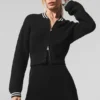 Tennis Club Truie Knit Full Zip Jass - Zwart/Ivoor