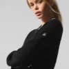 Tennis Club Truie Knit Full Zip Jass - Zwart/Ivoor
