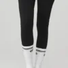 Throwback Barre-sok voor dames – Wit/Zwart