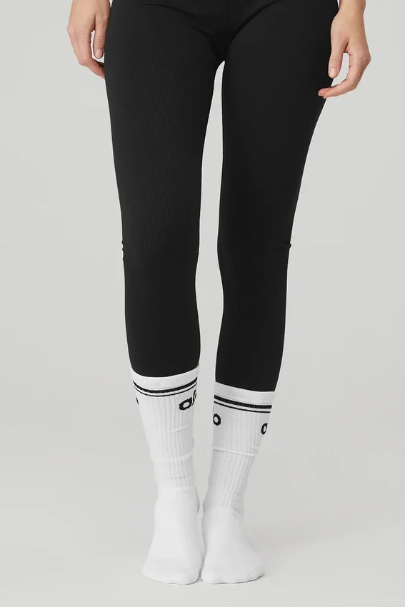 Throwback Barre-sok voor dames – Wit/Zwart