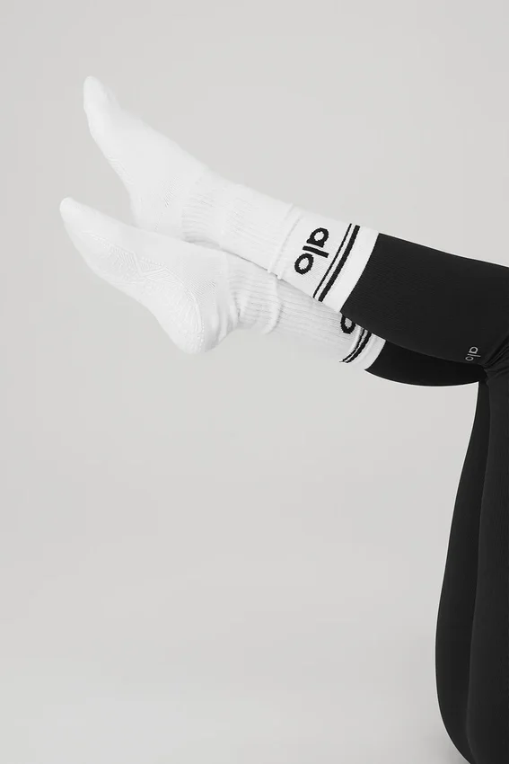 Throwback Barre-sok voor dames – Wit/Zwart