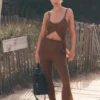 Trui-achtige broek met High-Waist en rechte pijpen in Sunlit - Sun Kissed Brown