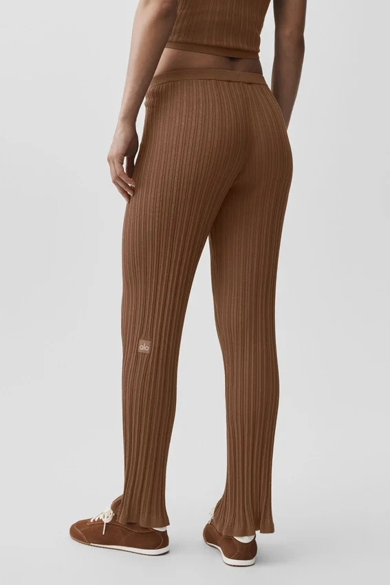 Trui-achtige broek met High-Waist en rechte pijpen in Sunlit - Sun Kissed Brown