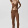 Trui-achtige broek met High-Waist en rechte pijpen in Sunlit - Sun Kissed Brown