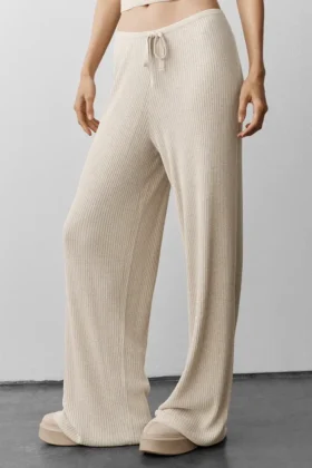 Trui Knit Mid-Rise Unwind Wide Leg Broek – Oatmeal Heather