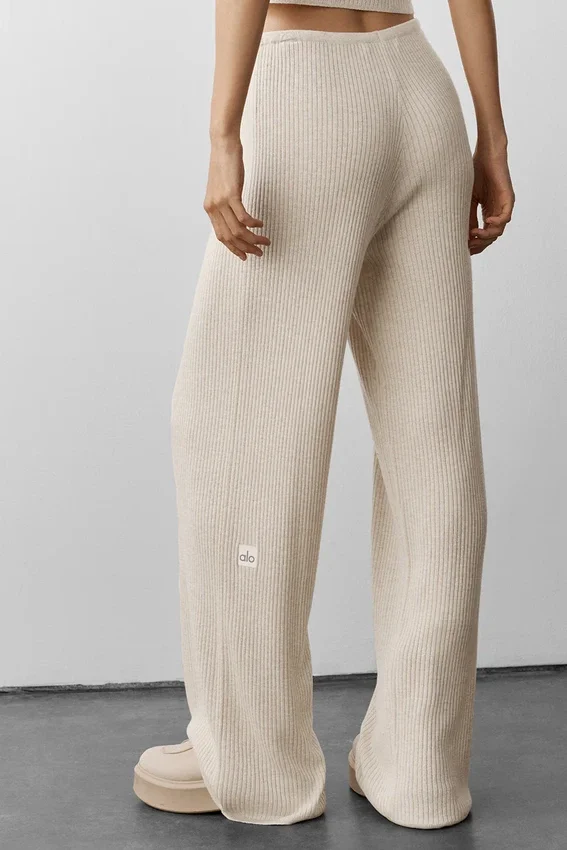 Trui Knit Mid-Rise Unwind Wide Leg Broek - Oatmeal Heather