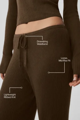 Trui met middelhoge taille en wijde pijpen – Espresso