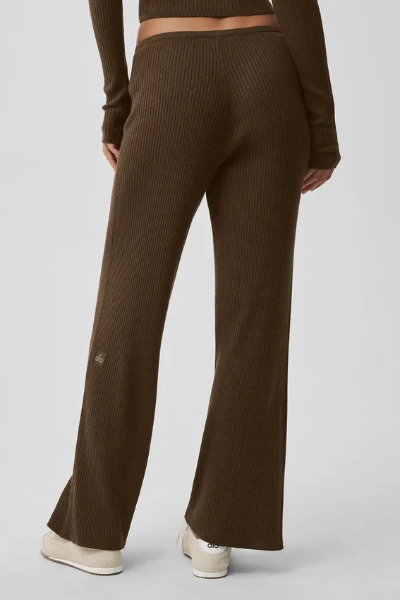 Trui met middelhoge taille en wijde pijpen – Espresso