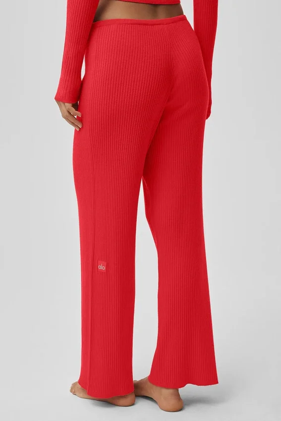 Trui met middelhoge taille en wijde pijpen – felrood