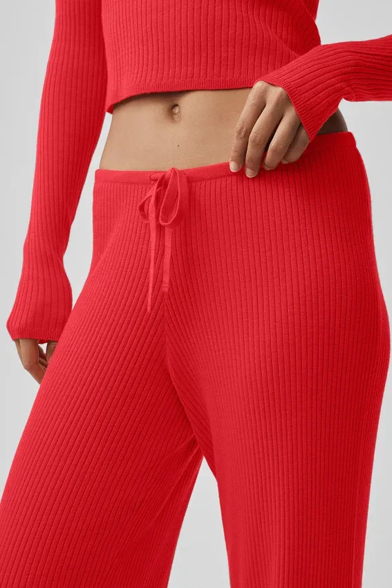 Trui met middelhoge taille en wijde pijpen – felrood