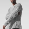 Trui met rondhals en kabelpatroon - Athletic Heather Grey