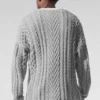 Trui met rondhals en kabelpatroon - Athletic Heather Grey