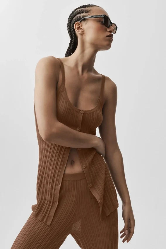 Trui Sunlit Button Down Top - Sun Kissed Brown
