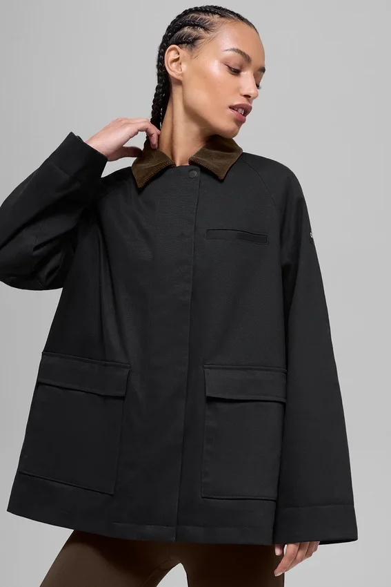 Twill Barn-jas - Zwart/Espresso